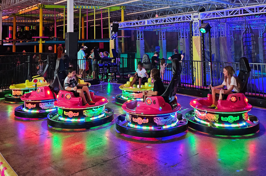 neon bumper cars